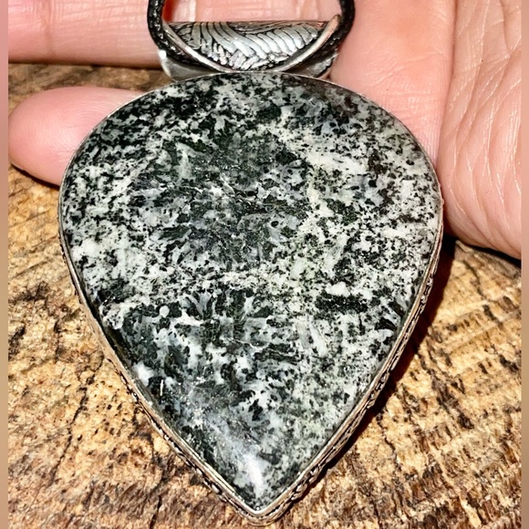 Large Dark Dendritic Agate Pendant 2 7/8” - Picture 2 of 8